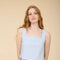 Square Neck Sleeveless Back Button Linen Top