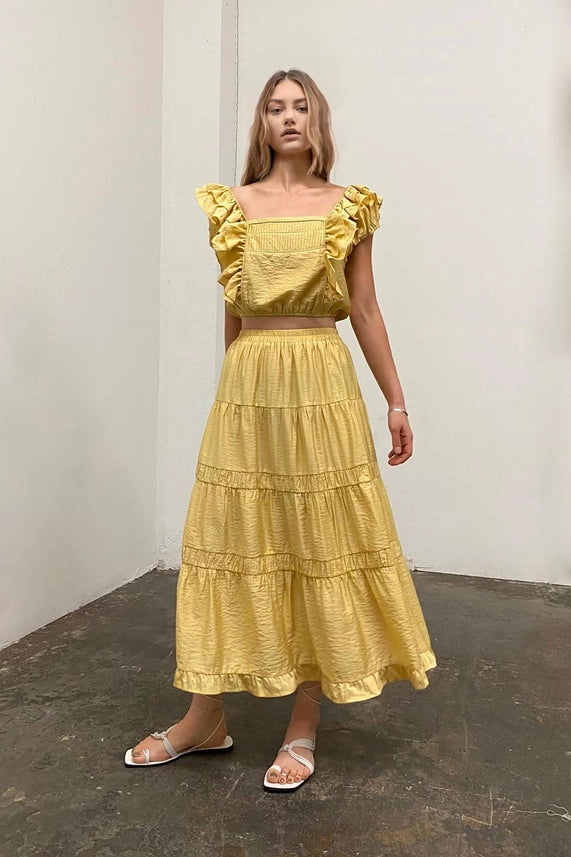 Square Neck Top-Top-Moon River-XS-YELLOW-Urbanheer