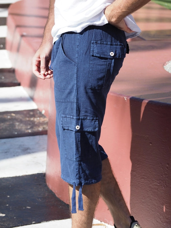 St. John Midnight Blue Shorts-Shorts-Cotton Natural-S-Urbanheer