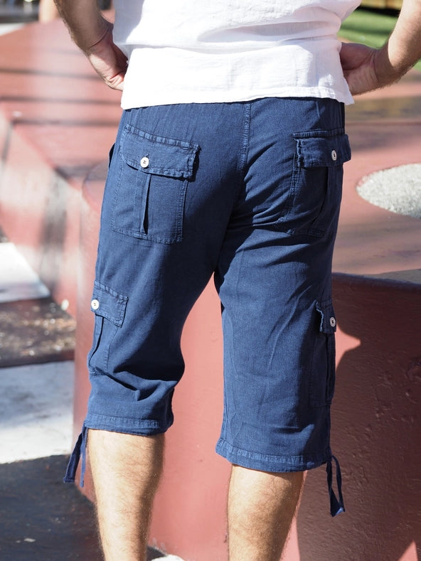 St. John Midnight Blue Shorts-Shorts-Cotton Natural-S-Urbanheer