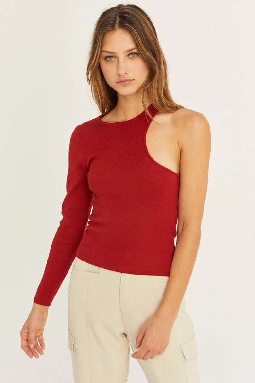 One shoulder cut out sweater hotsell