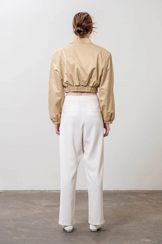 Stand Collar Crop Jacket-Jacket-Moon River-XS-BEIGE-Urbanheer