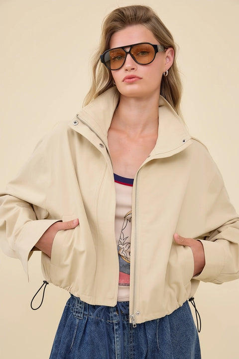 Stand Collar Drawstring Jacket