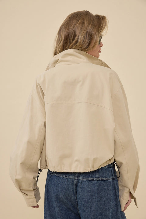Stand Collar Drawstring Jacket