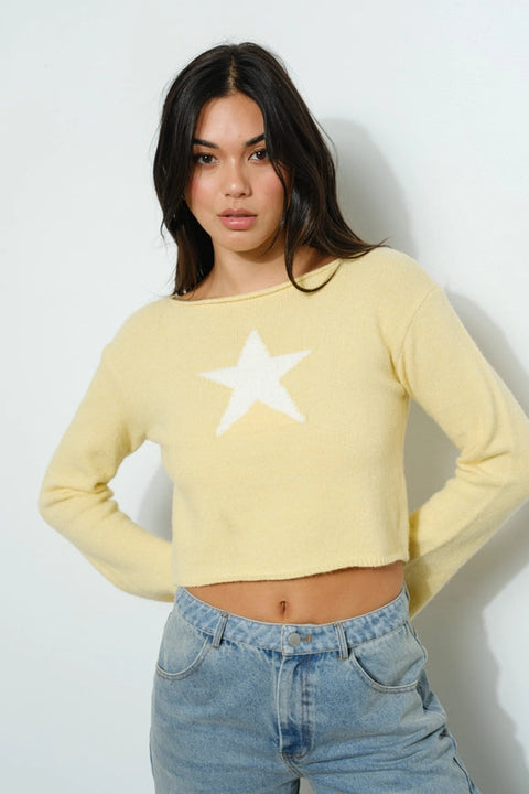 Star Knit Top LT Yellow-Top-Pretty Garbage-S-LT Yellow-Urbanheer