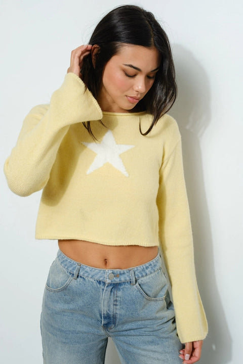 Star Knit Top LT Yellow-Top-Pretty Garbage-S-LT Yellow-Urbanheer