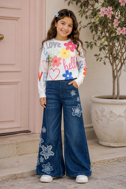 Star Patch Pull-On Denim Jeans