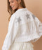Star Rhinestone Fringe Back Elastic Denim Jacket White-Jacket-Blue B-S-WHITE-Urbanheer