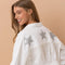 Star Rhinestone Fringe Back Elastic Denim Jacket White-Jacket-Blue B-S-WHITE-Urbanheer