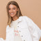 Star Rhinestone Fringe Back Elastic Denim Jacket White-Jacket-Blue B-S-WHITE-Urbanheer