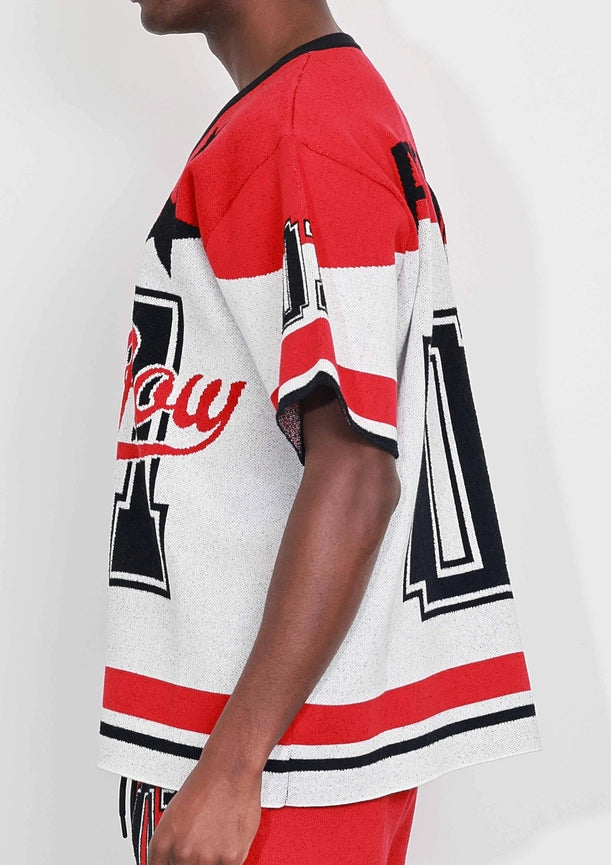 Star Varsity Jacquard Knit Tee-Tee-First Row-S-Red-Urbanheer