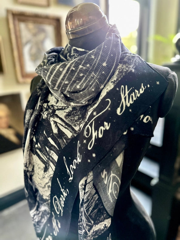 Stargazer Bohemian Bamboo Scarf With Falling Stars-Scarfs-Market of Stars-68cm x 155 cm.-Urbanheer