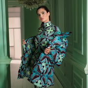 Stars Puff Sleeve Quilted Puffer Coat