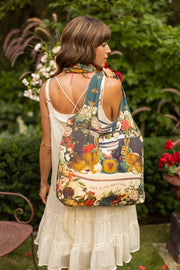 Stay Gold Boho Linen Tote Bag with Rabbit & Bees-Tote Bags-Market of Stars-width 47cm height 42cm (without strap) strap height 26cm (from top of bag to top of shoulder)-Urbanheer