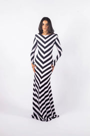 Stella Dress | Black and White Diagonal Striped Dress-Dress-Ashley Stambouli-XS-Urbanheer