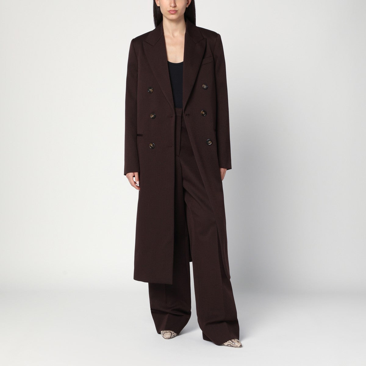 Stella McCartney Double-breasted plum wool coat
