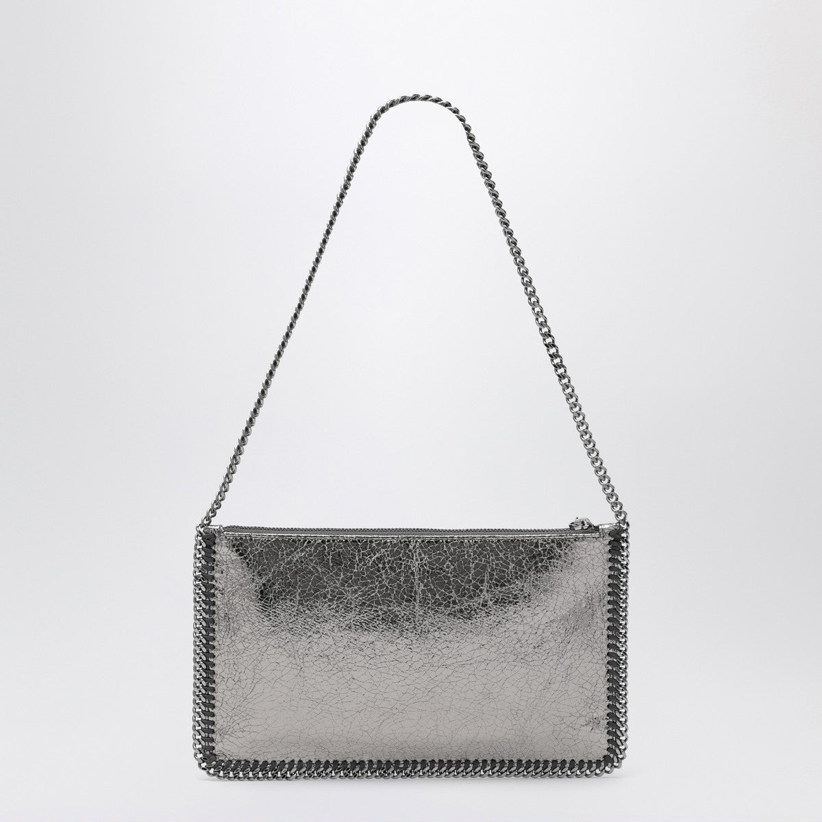 Stella McCartney Falabella Grey Metallic Clutch Shoulder Bag