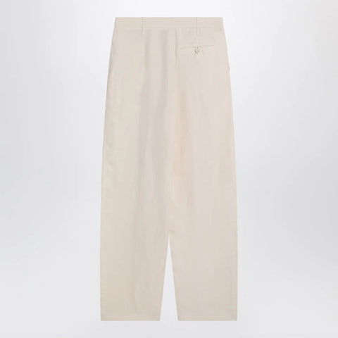 Stella McCartney Wide butter-coloured pants in linen blend