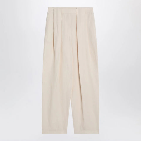 Stella McCartney Wide butter-coloured pants in linen blend