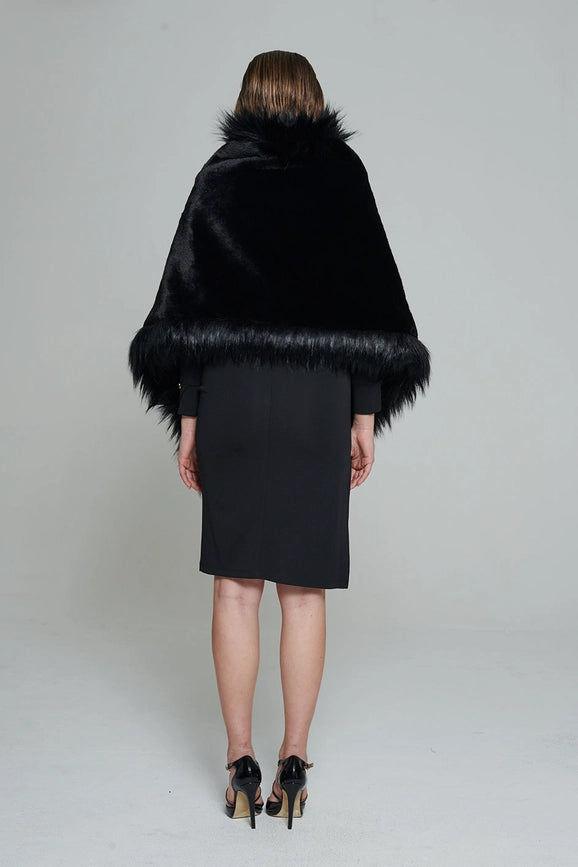 Stola Con Bordo Di Ecopelo-Stola-Valentina Rio-UNICA-NERO-Urbanheer