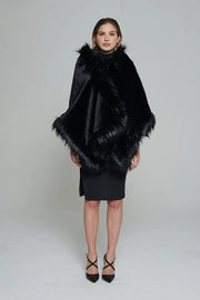 Stola Con Bordo Di Ecopelo-Stola-Valentina Rio-UNICA-NERO-Urbanheer