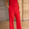 Straight Cut Pants in Winter Material Red-Pants-Attentif Paris-S-Urbanheer