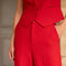 Straight Cut Pants in Winter Material Red-Pants-Attentif Paris-S-Urbanheer