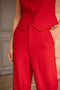 Straight Cut Pants in Winter Material Red-Pants-Attentif Paris-S-Urbanheer