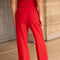 Straight Cut Pants in Winter Material Red-Pants-Attentif Paris-S-Urbanheer