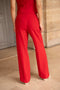 Straight Cut Pants in Winter Material Red-Pants-Attentif Paris-S-Urbanheer