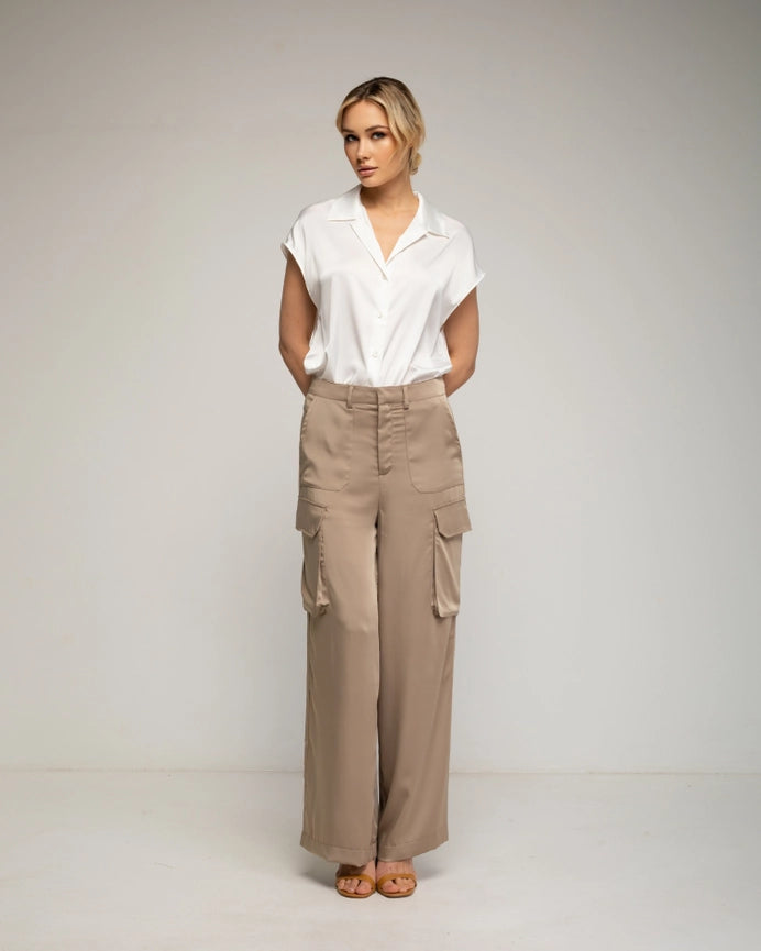 Straight-Cut Satin Trousers-Trousers-Tantra-S-Beige-Urbanheer