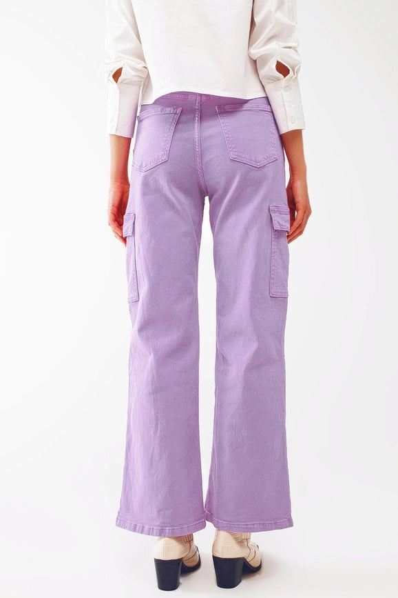 Straight Leg Cargo Jeans in Purple-Jeans-Q2-XS-Purple-Urbanheer