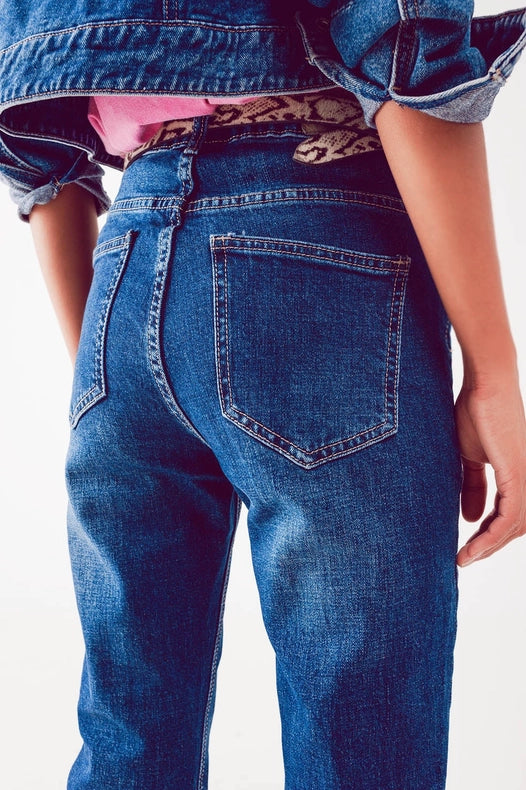 Straight Leg Jeans In Thrift Blue-Jeans-Q2-XS-Blue-Urbanheer
