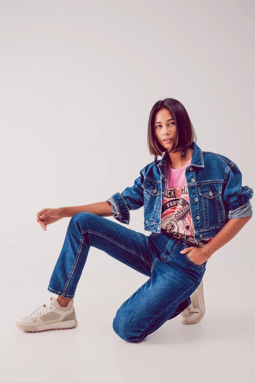Straight Leg Jeans In Thrift Blue-Jeans-Q2-XS-Blue-Urbanheer