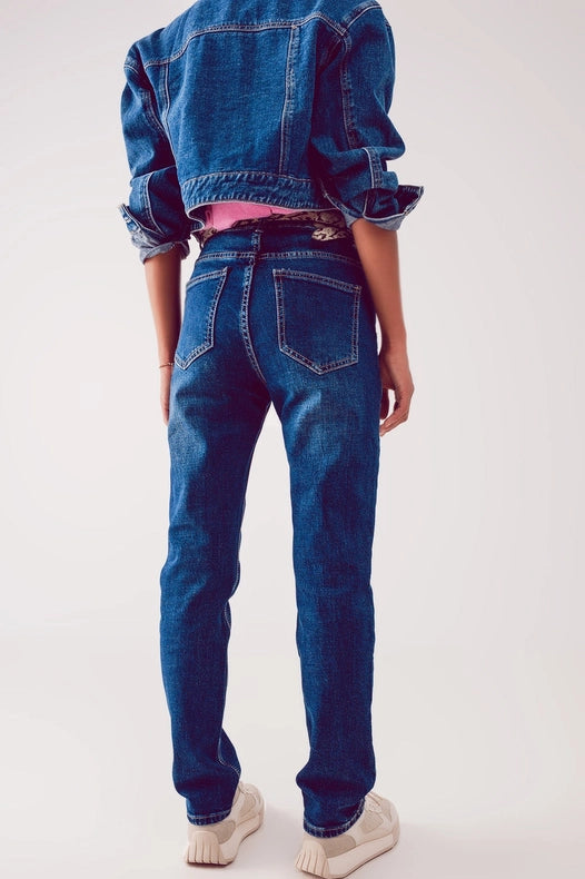 Straight Leg Jeans In Thrift Blue-Jeans-Q2-XS-Blue-Urbanheer