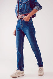Straight Leg Jeans In Thrift Blue-Jeans-Q2-XS-Blue-Urbanheer