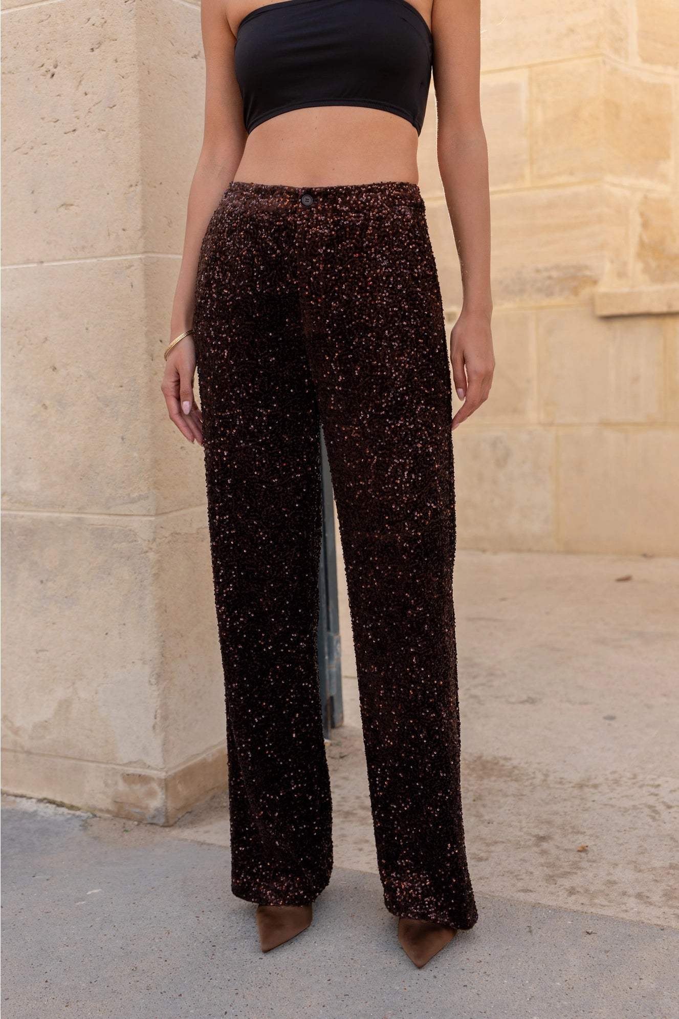Straight Sequin Pants