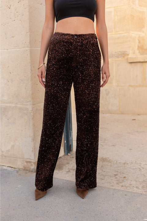 Straight Sequin Pants