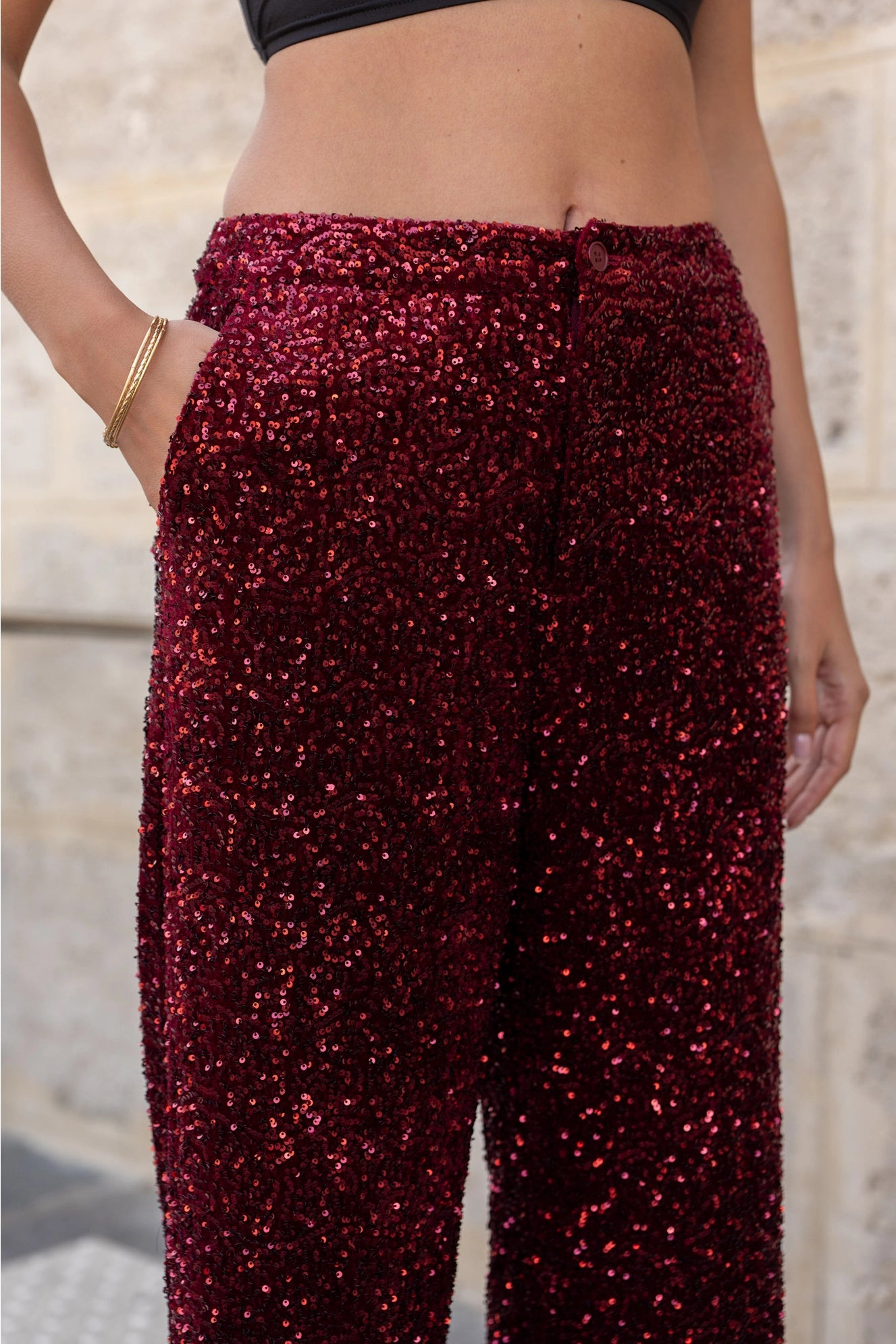 Straight Sequin Pants