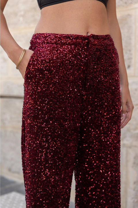 Straight Sequin Pants
