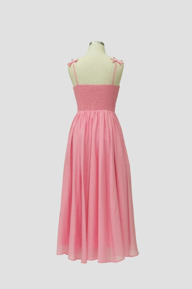 Strap Bow Detail Pleated Midi Dress PINK-Dress-Moon River-XS-PINK-Urbanheer
