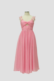 Strap Bow Detail Pleated Midi Dress PINK-Dress-Moon River-XS-PINK-Urbanheer