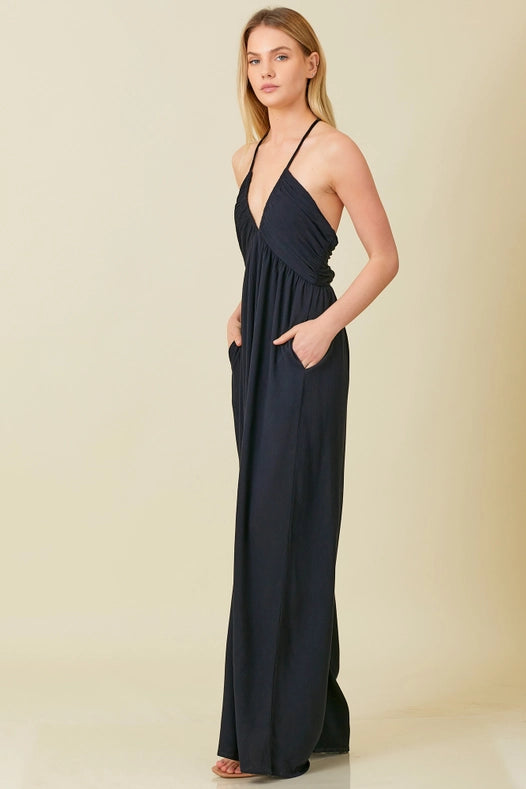 Strap Crossed Back Jumpsuit Black-Jumpsuit-Baevely by Wellmade USA-S-Black-Urbanheer
