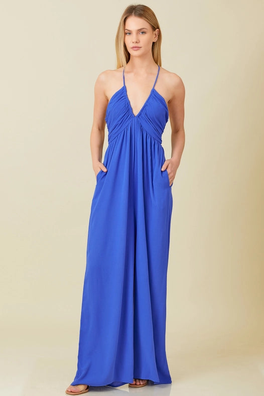 Strap Crossed Back Jumpsuit Blue-Jumpsuit-Baevely by Wellmade USA-S-BLUE-Urbanheer