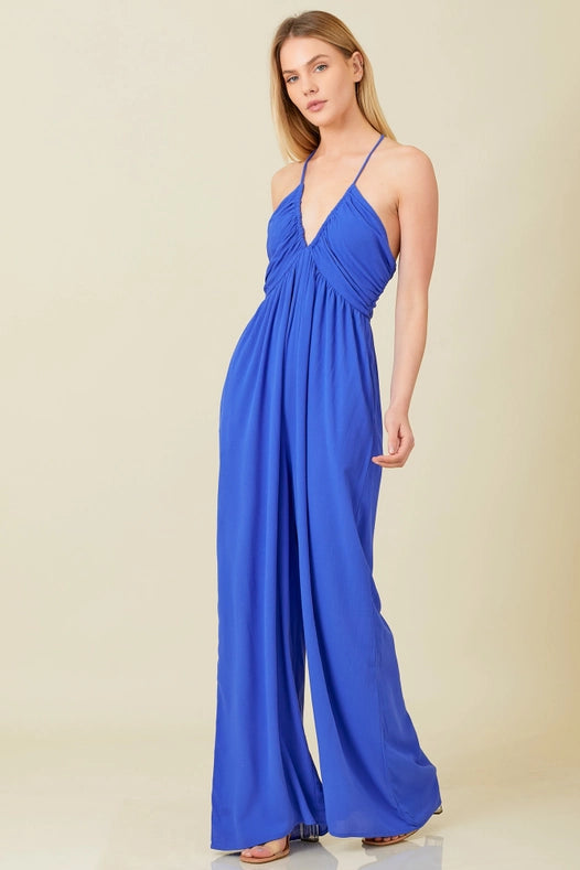 Strap Crossed Back Jumpsuit Blue-Jumpsuit-Baevely by Wellmade USA-S-BLUE-Urbanheer