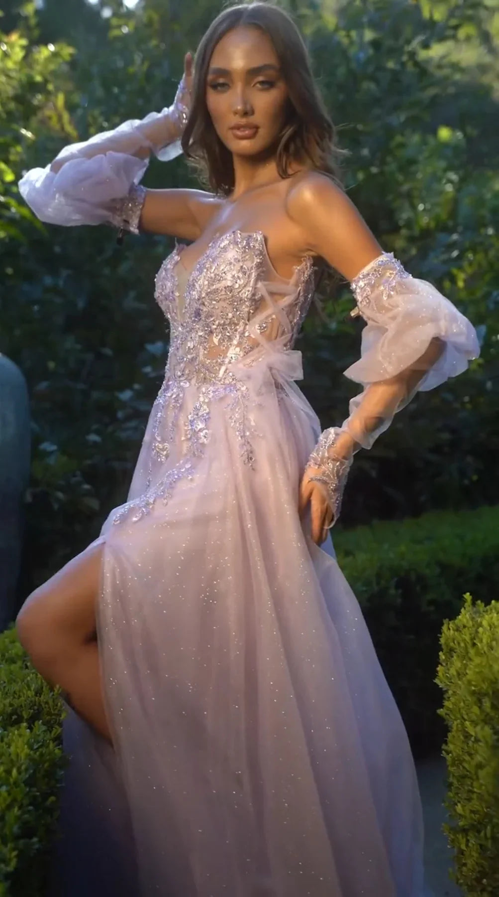 Strapless A-Line Layered Tulle Gown-Nightgown-Tux-USA-2-Lavender-Urbanheer