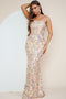 Strapless Floral Sequin Maxi Dress-Dress-Maniju-S-Rose Gold Multi-Urbanheer