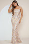 Strapless Floral Sequin Maxi Dress-Dress-Maniju-S-Rose Gold Multi-Urbanheer