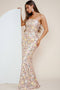 Strapless Floral Sequin Maxi Dress-Dress-Maniju-S-Rose Gold Multi-Urbanheer
