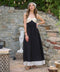 Strapless Front Twist Mix Media Midi Dress